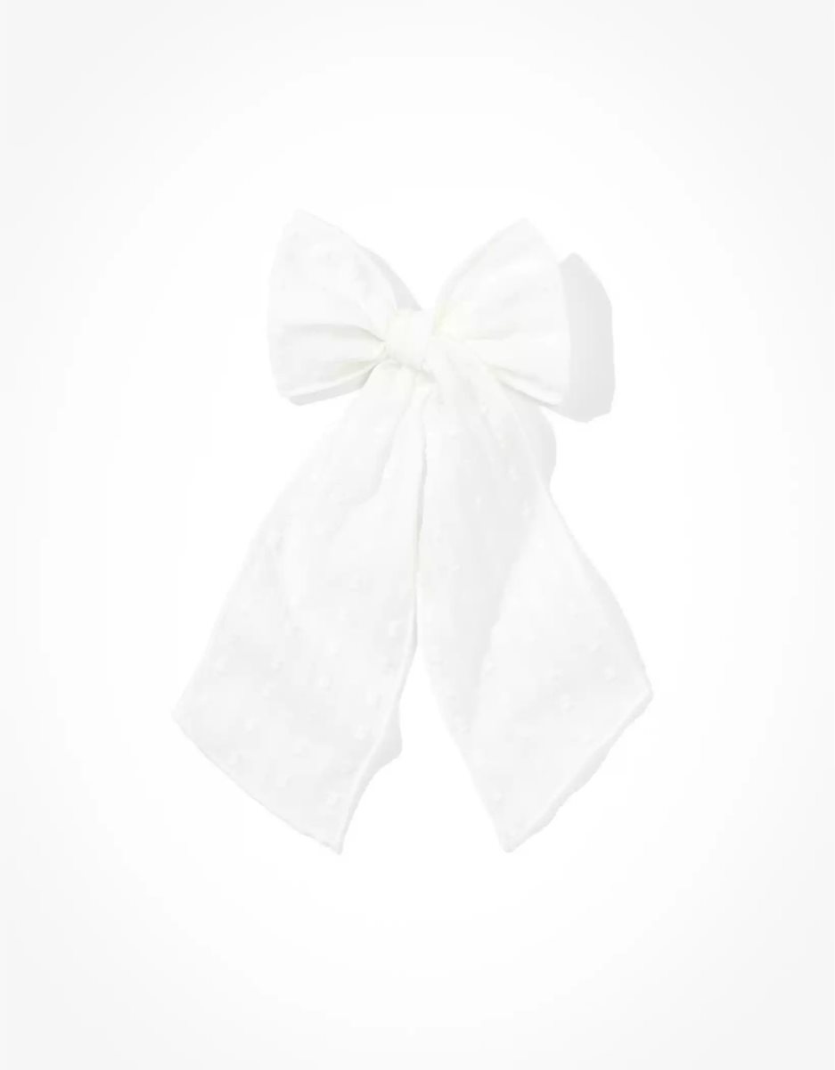 Accessoires Pour Cheveux American Eagle AEO White Coton Bow Clip Blanche Femme | RPU-48684494